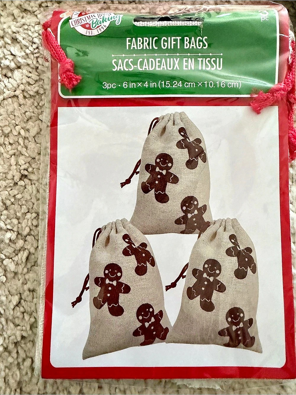Christmas House Fabric Gift Bags 3pc